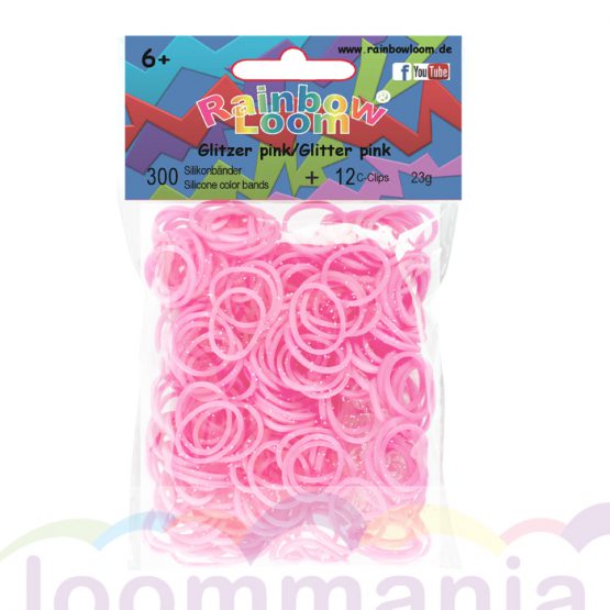 rainbow loom gummibänder glitzer pink kaufen im online shop loommania.de